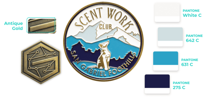 scent work challenge coin - corporate coin design process & options