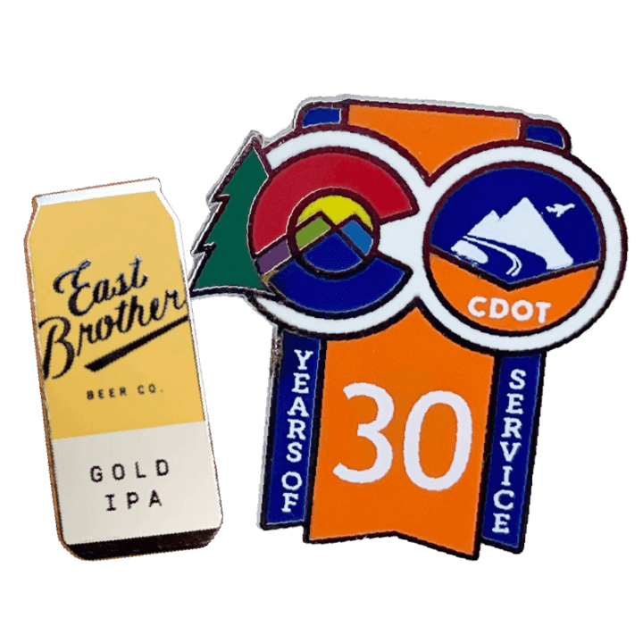 east brother beer co & cdot years of service custom silk screen pins